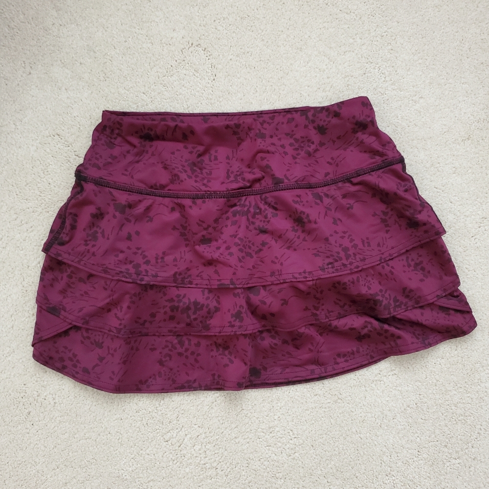 Athleta Swagger Floral Garden Purple Polka Dot Tiered Ruffle Skort SzXXS